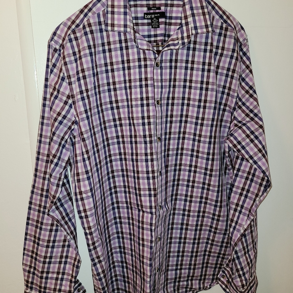 Bar III dress shirt slim fit purple/pink/white